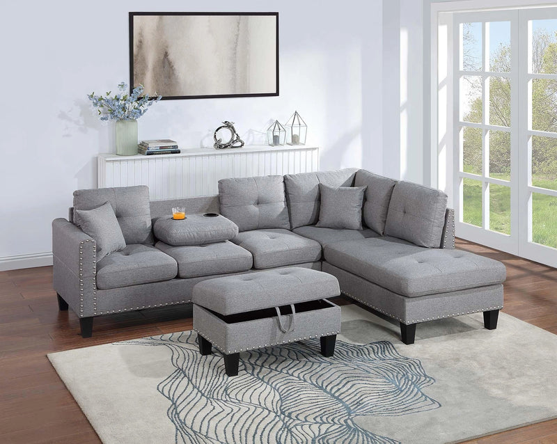 Taiyus 3-Pcs Sectional Set in Taupe Gray