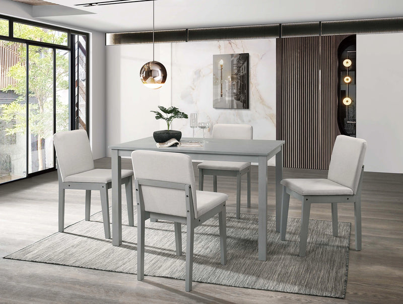 Liihct 5-Pcs Dining Set in Beige Burlap / Grey Finish