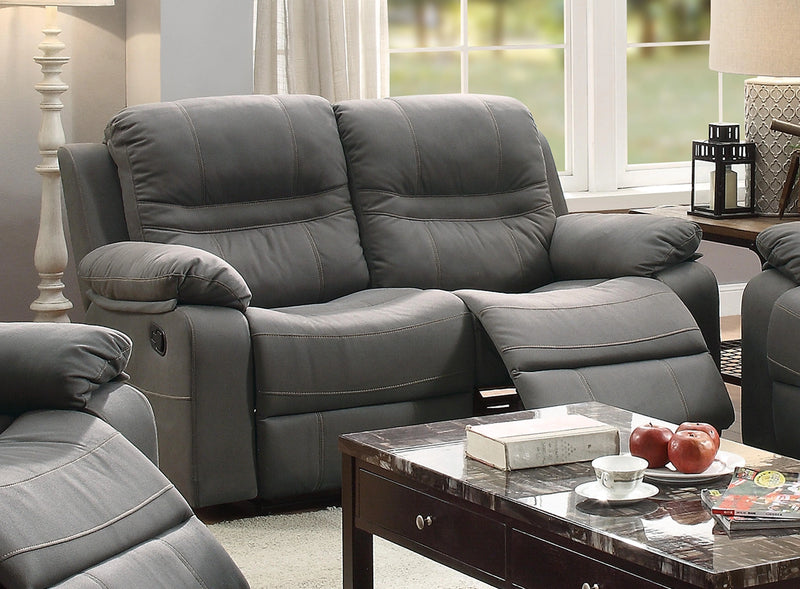 Bstfur Reclining Loveseat/Handle/Leatherette/Slate Blue in Slate Blue