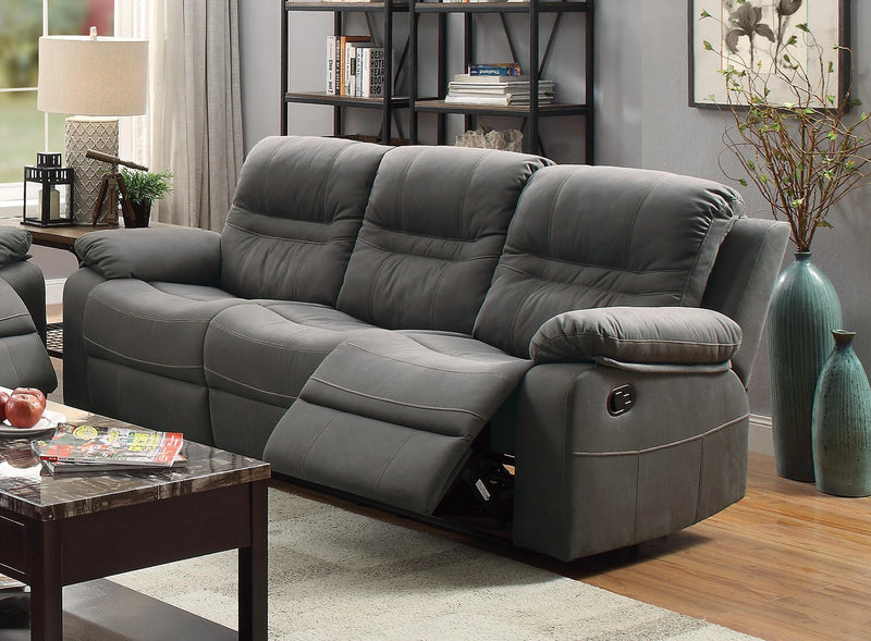 Bstfur Reclining Sofa/Handle/Leatherette/Slate Blue in Slate Blue