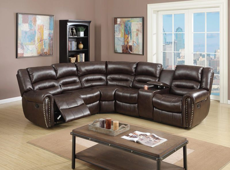 Uefurn 3-Pc Reclining Sectional Set in Dark Brown