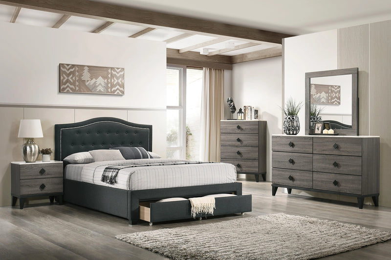 Liihcc Ek Bed Charcoal Burlap in Charcoal / Black