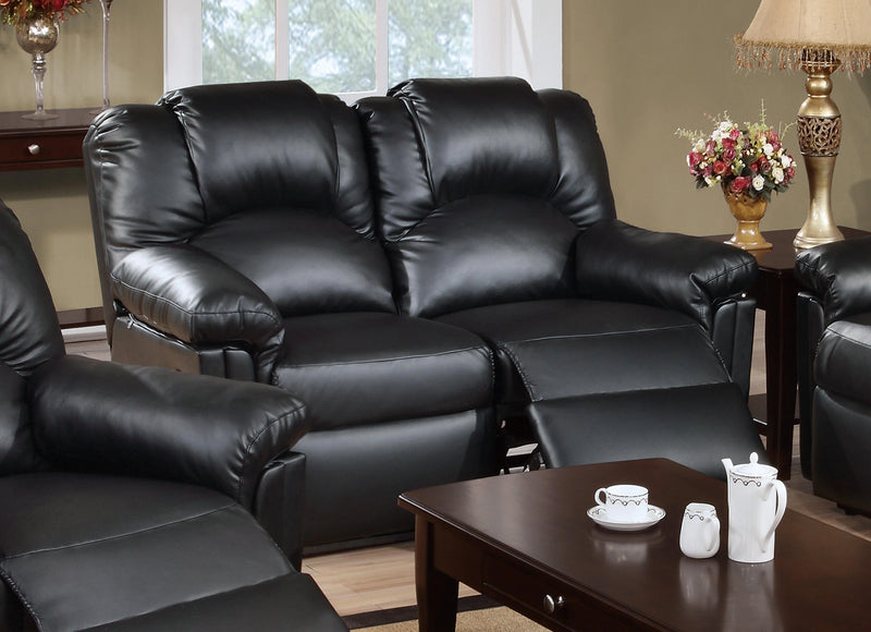 Bstfur Recliner Loveseat/Bonded Leather-Black in Black