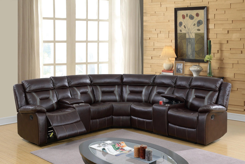 Uefurn 3-Pc Sectional Set in Dark Brown