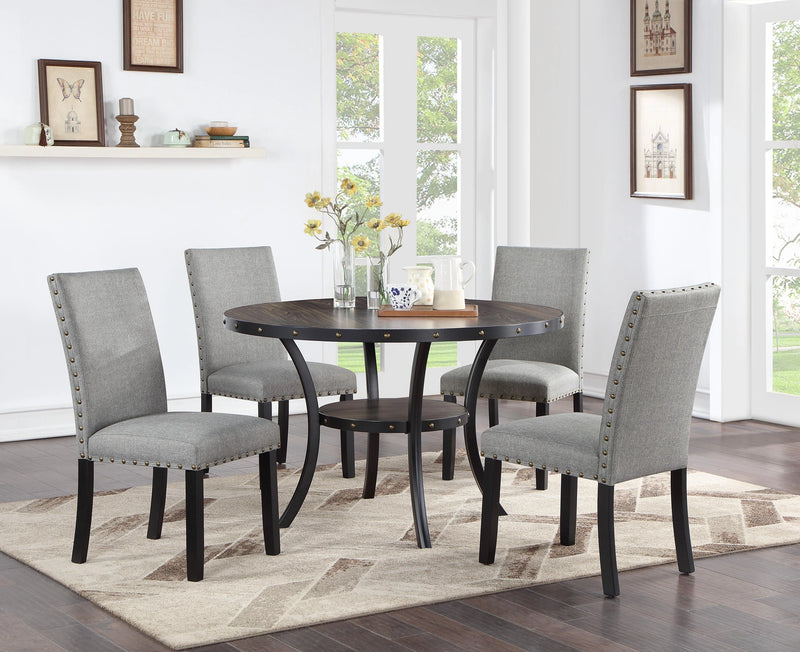 Junfen Dining Table in Black/Dark Oak Top