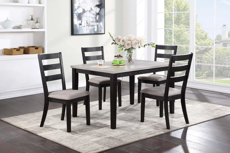 Tamich 5-Pcs Dining Set in Black + White