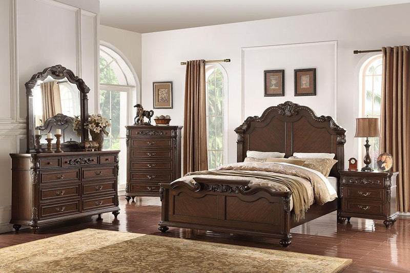 Viethn Cal. King Bed/Vaneer/Dark Walnut in Antique Cherry