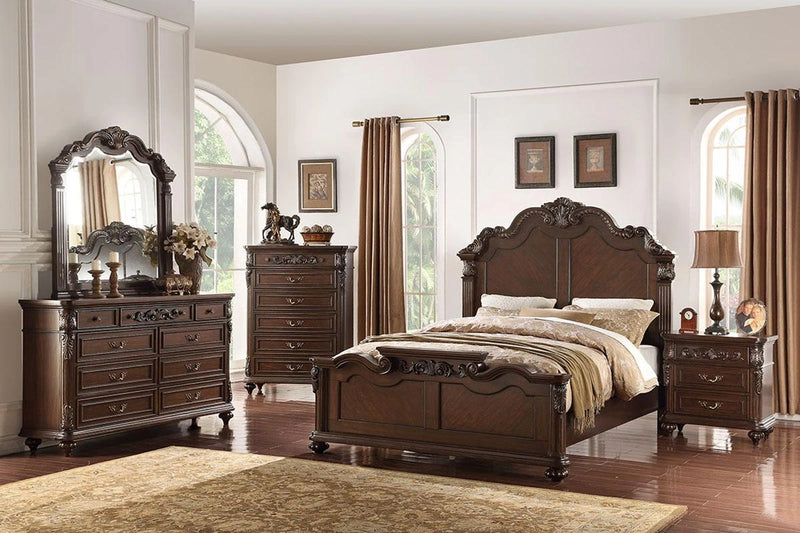 Viethn Cal. King Bed/Vaneer/Dark Walnut in Antique Cherry
