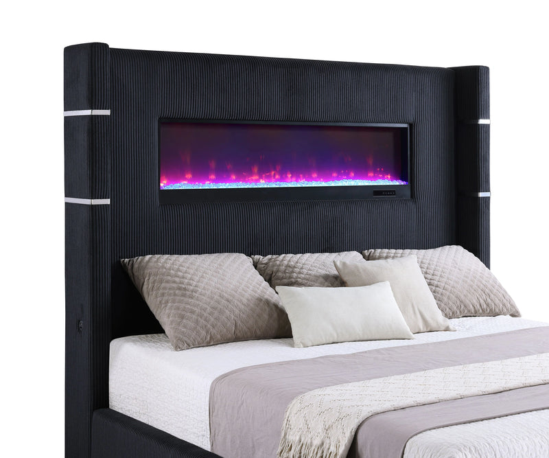 Tisdall Wingback Bed with Flame Visualizer