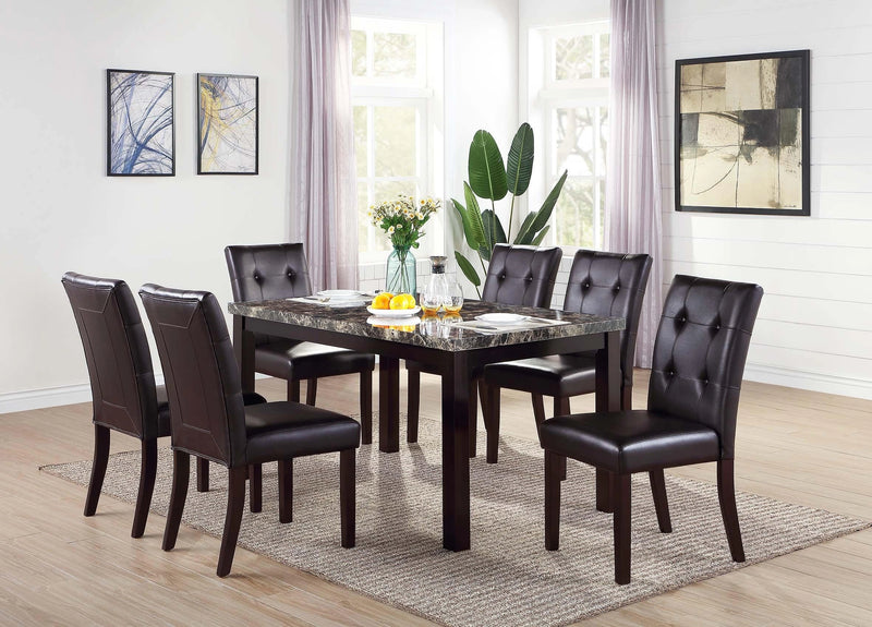 Sfvnco Faux Marble Dining Table 60" X 36" in Espresso