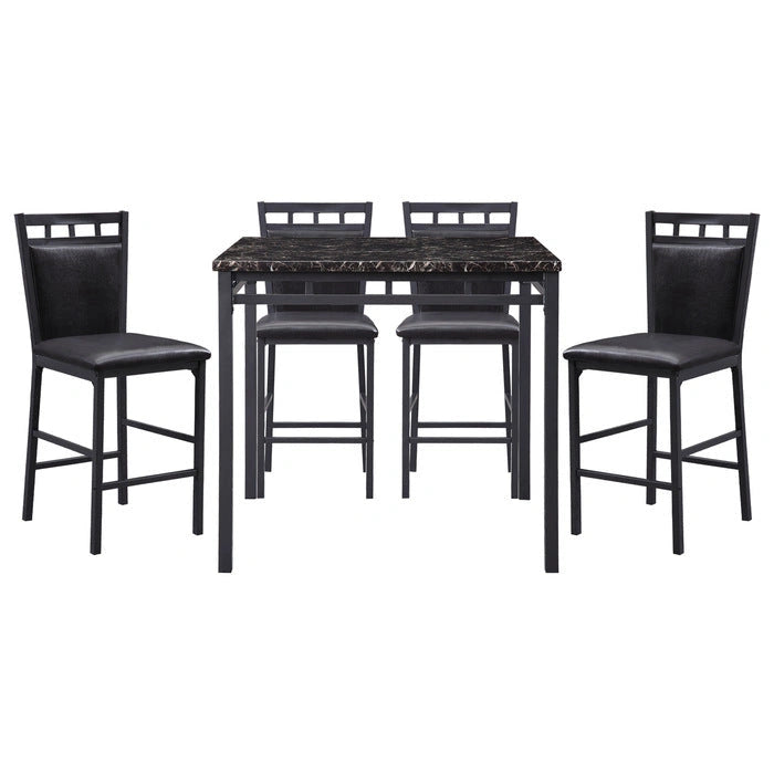 5275-36 - 5-Piece Pack Counter Height Set, Faux Marble Top